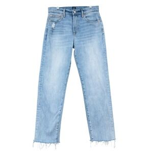 Gap Denim Womens High Rise Straight Leg Light Wash Raw Hem Jeans Size 26 1166